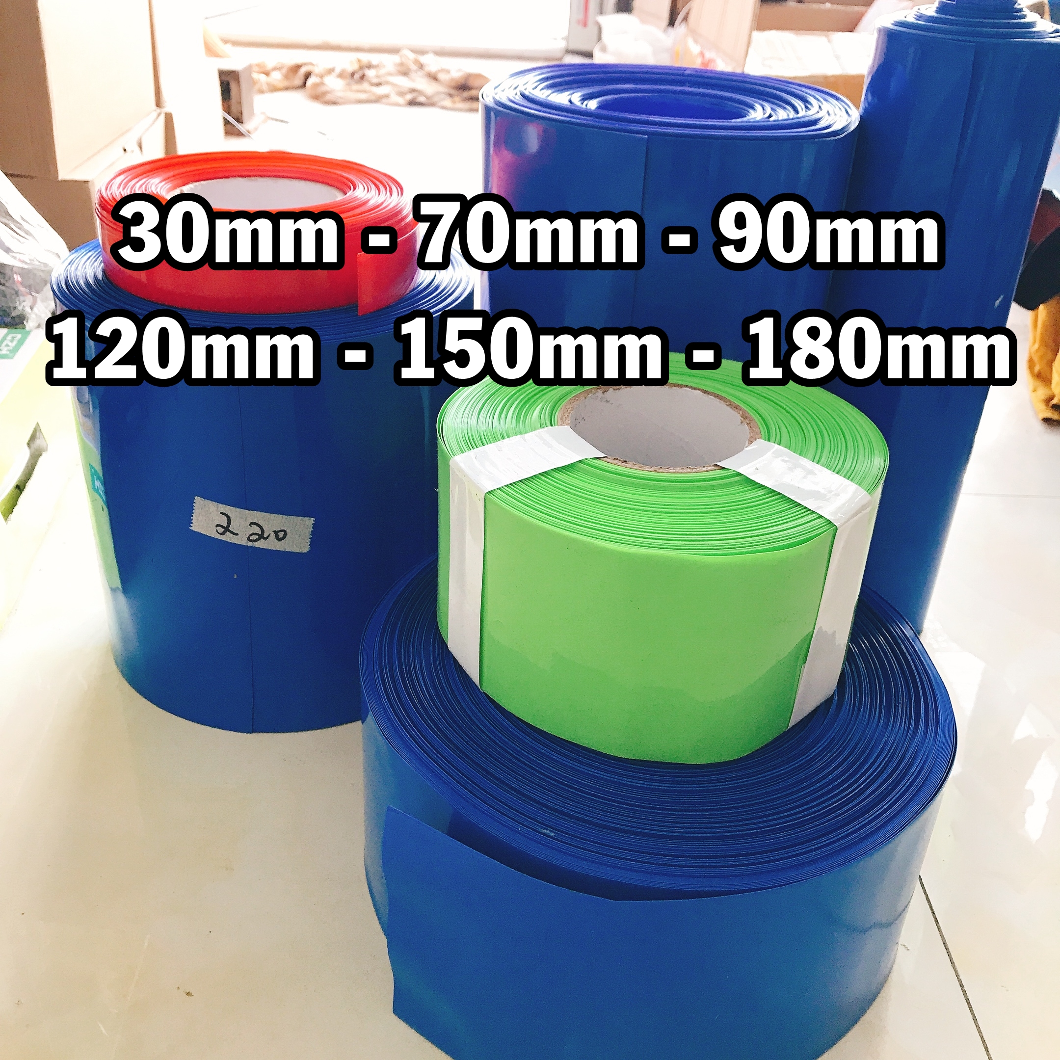 Màng co nhiệt pvc 1 mét kích thước 30/ 70/ 90 /120/ 150/ 180mm