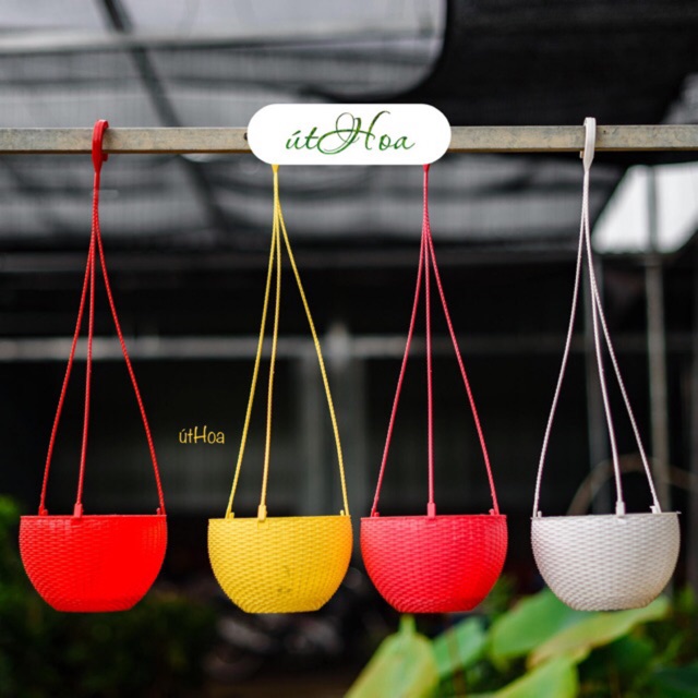 Combo 10 chậu treo mây lớn (19x13cm, chọn màu, có sẵn dây treo)