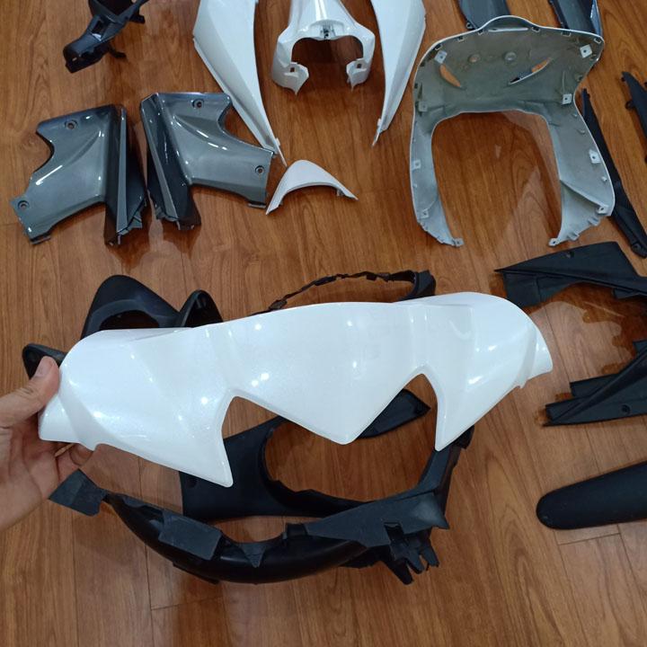 TẶNG BỘ TEM cao cấp - [TẶNG TEM] Bộ dàn áo xe WAVE S110 - RS110 màu Trắng, nhựa ABS nguyên sinh- OX546 - có