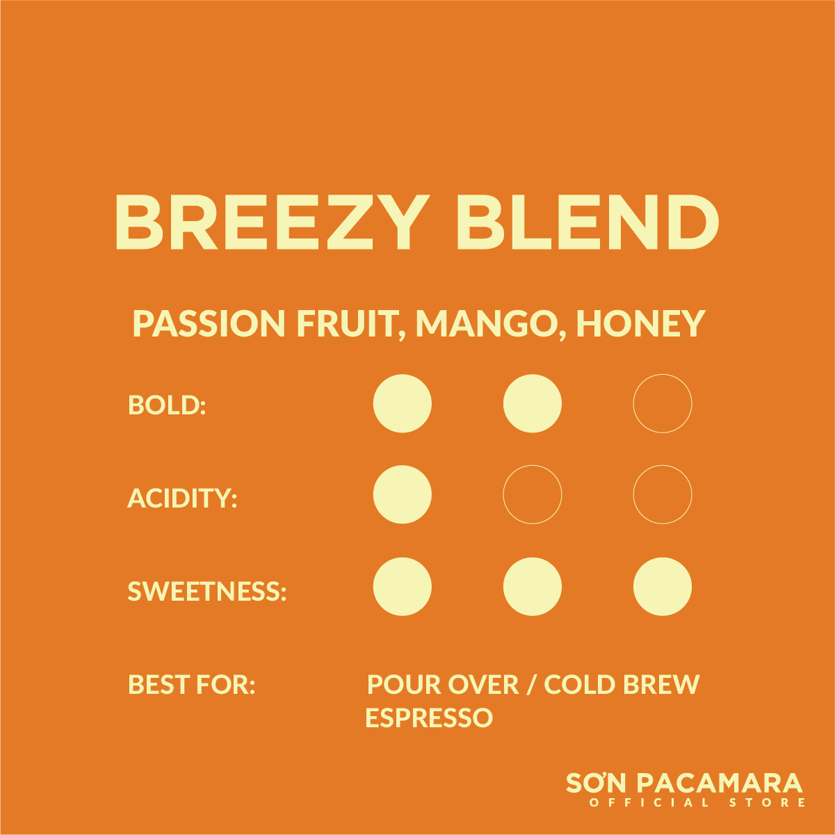 Cà Phê Cold Brew Sơn Pacamara Gói Fruit Mood Special Blend, 100% Specialty Coffee, Hương Trái Cây, Vị Đầm, Rang Vừa, Gói 250gr / 500gr