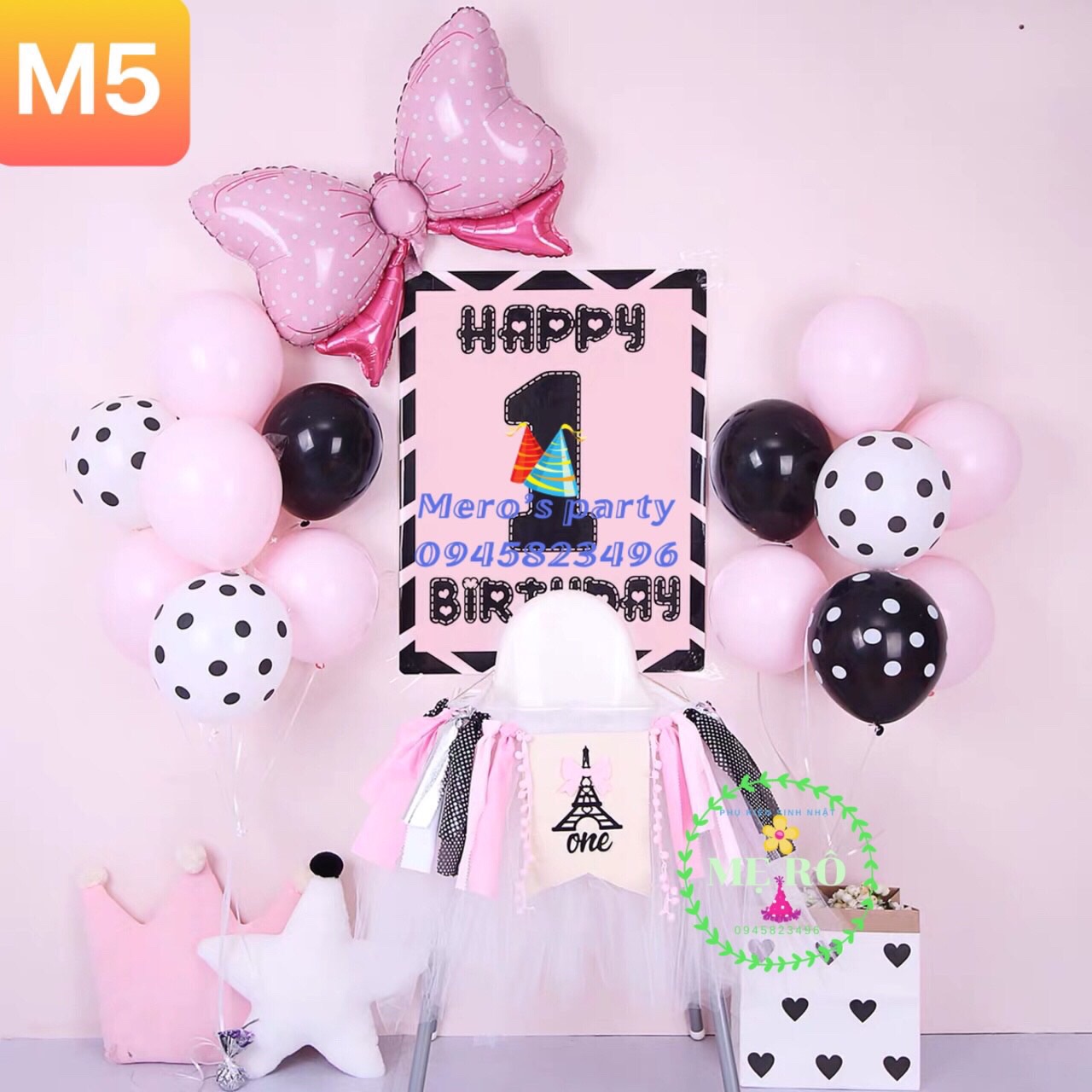 (Kèm 2 trụ bóng)trang trí sinh Nhật backdrop