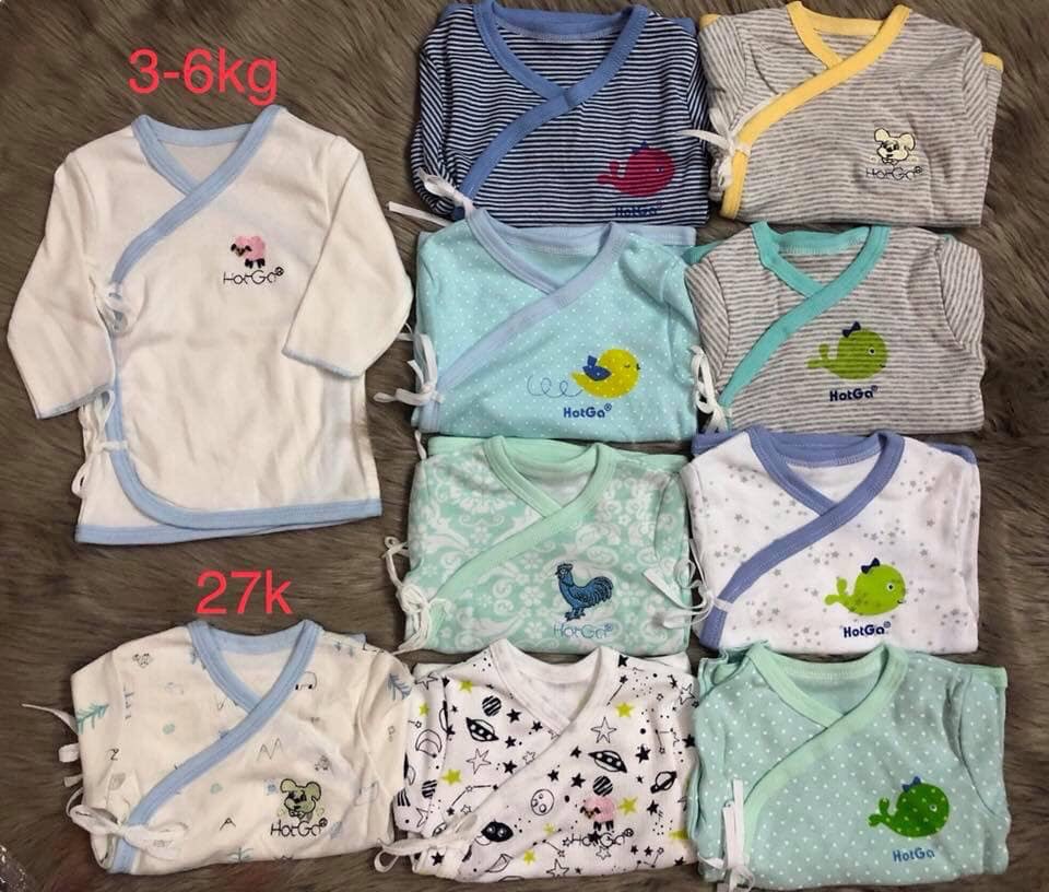 Set 5 Áo Cho Bé Sơ Sinh Dạng Cột Dây Bé Dưới 5Kg Chất Vải Cotton Mềm Mại, Co Giãn Tốt Hotga