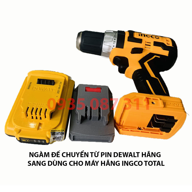 Ngàm Đế Chuyển Pin DeWalt Sang Ingco, Total P20S