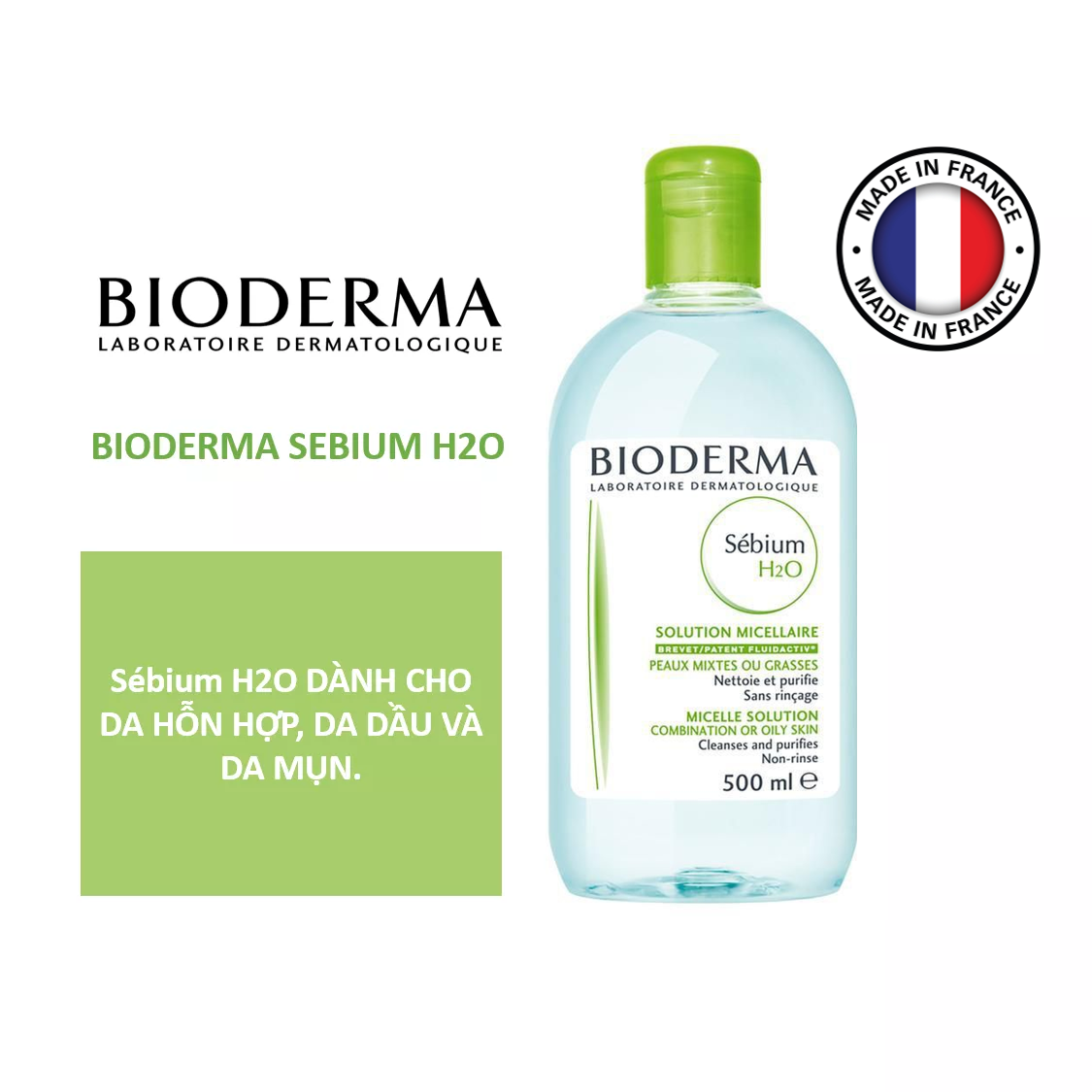[HCM]Nước tẩy trang Bioderma Micellar Water 500ml dành cho da khô da nhạy cảm của Pháp