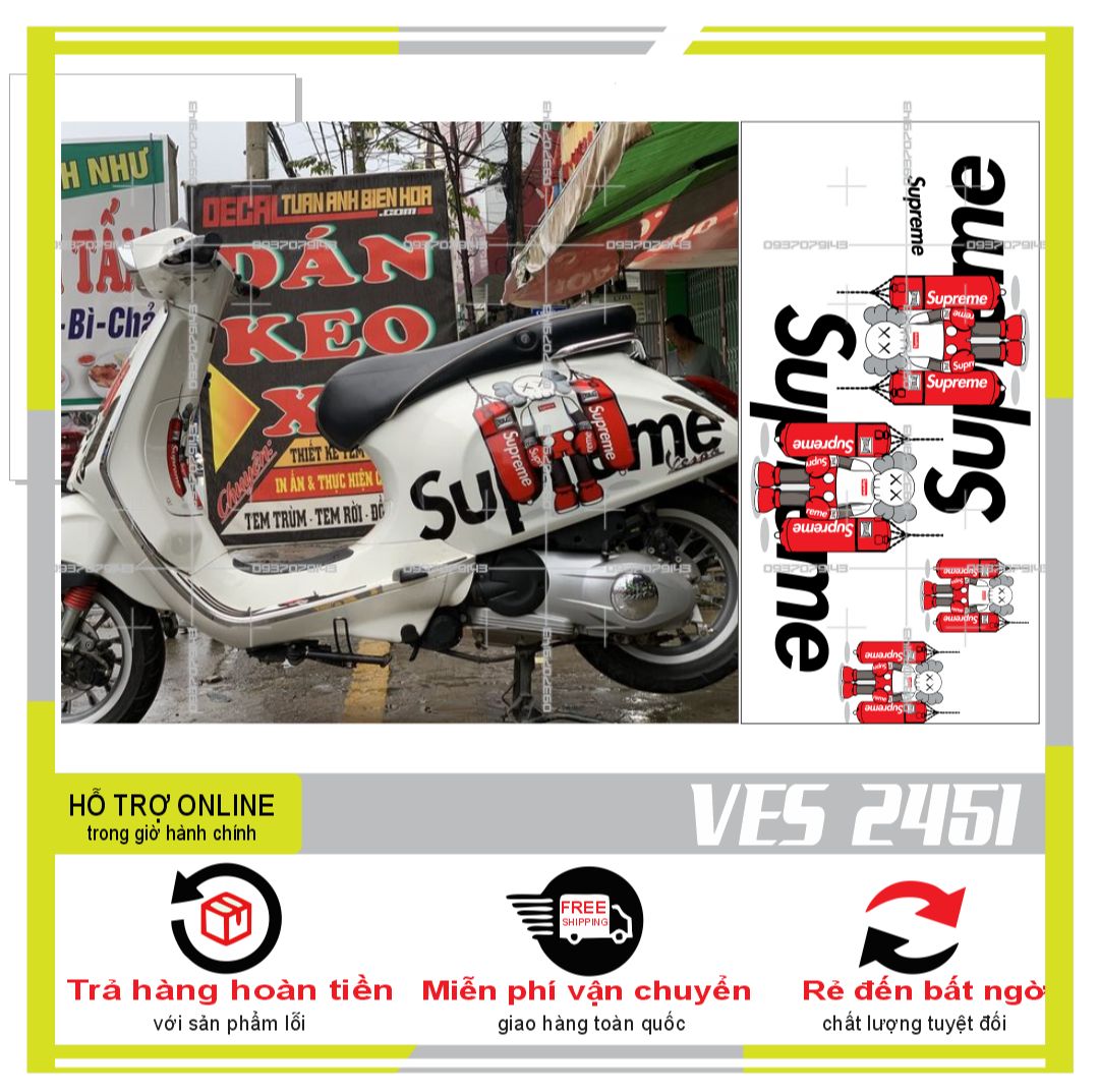 TEM RỜI VESPA SUPERME IN DECAL TRONG