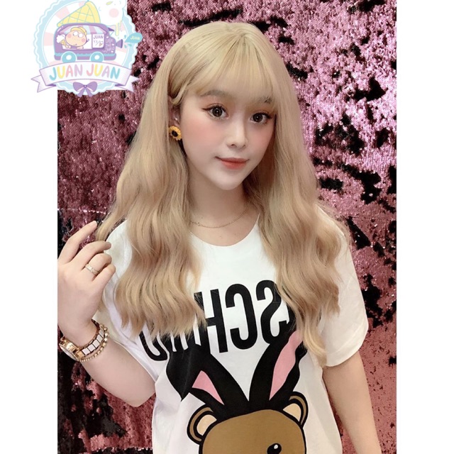 Tóc giả vàng tây 😍Freeship😍 cả đầu xù lửng vàng tây- 8184