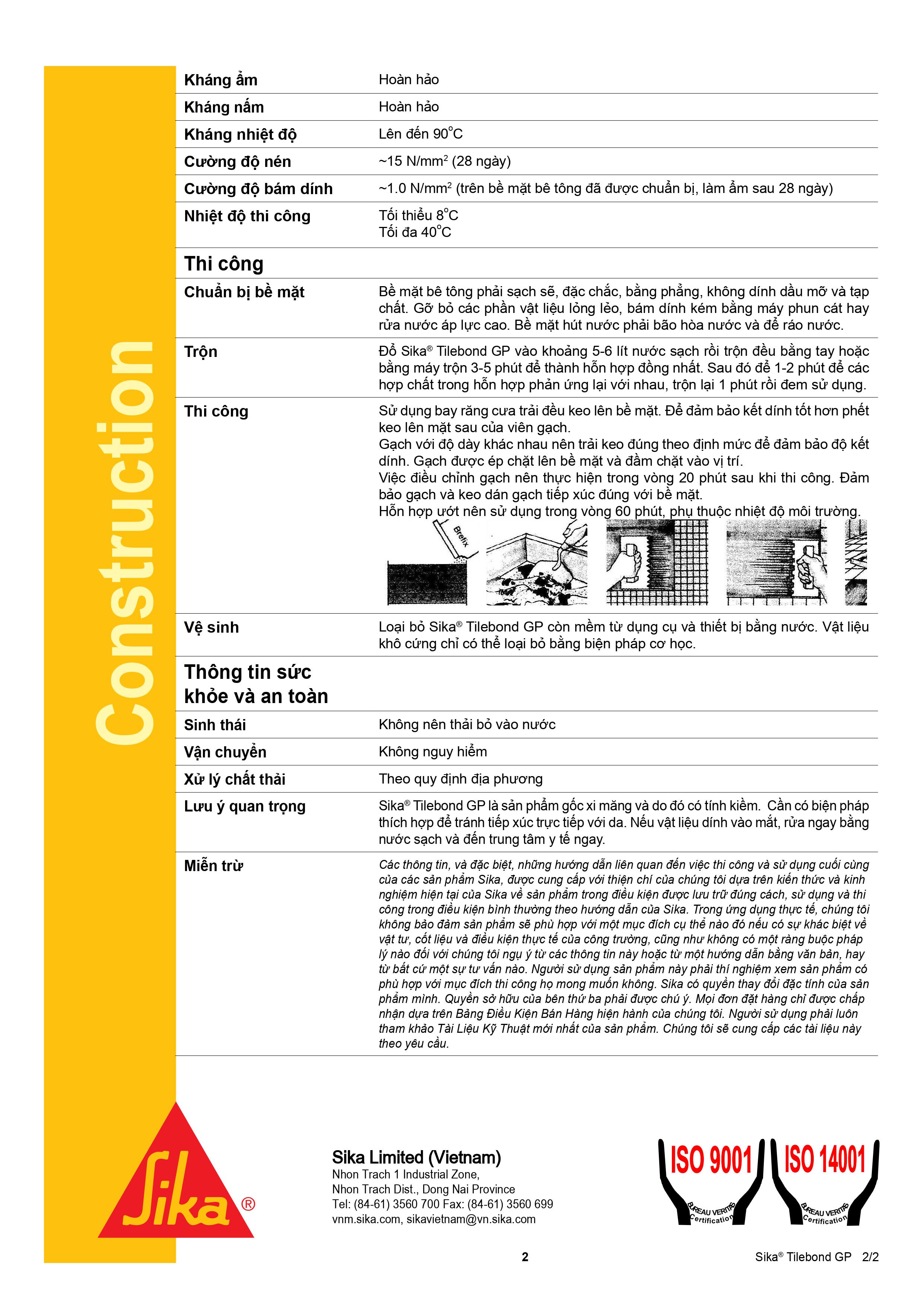 Sika - Keo dán gạch Sika Tilebond GP (Bao 25kg) 