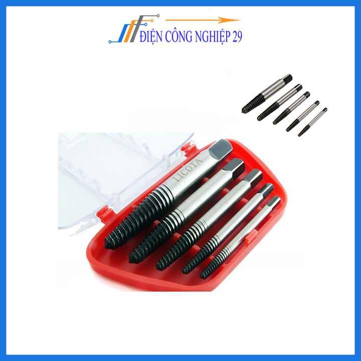 Bộ Tháo Bu Lông Ốc Vít-5 Mũi (Tháo Khoét Ốc Gẫy Trờn Ren )