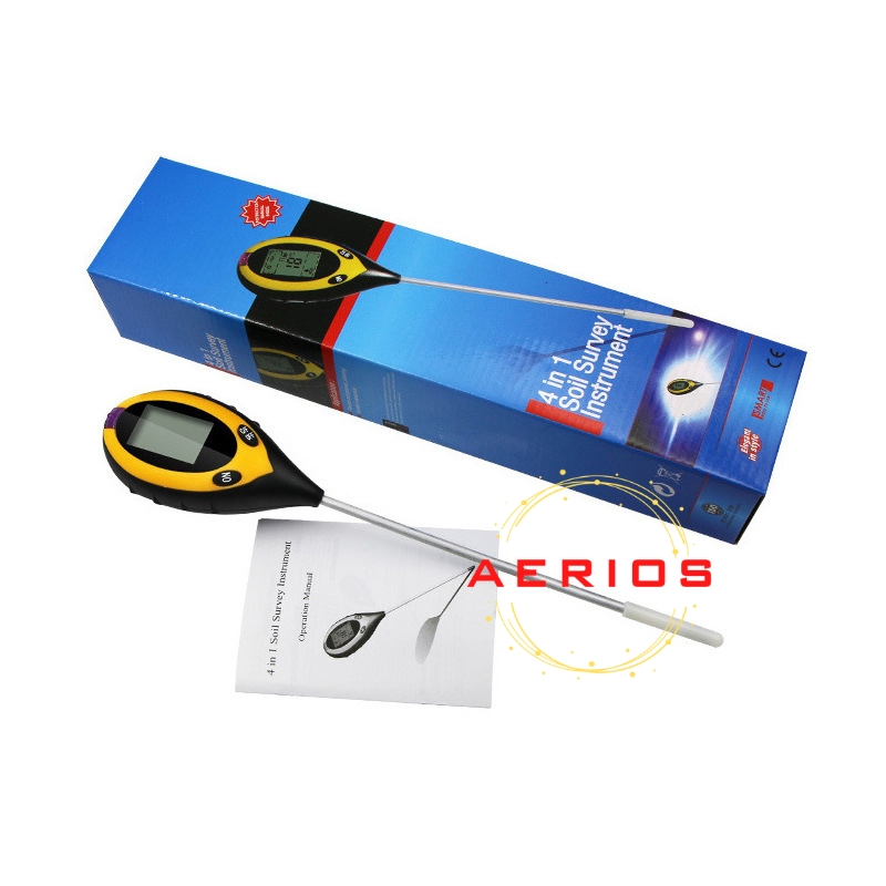 Máy đo độ pH, độ ẩm, nhiệt độ, ánh sáng của đất 4 trong 1 [TẶNG KÈM PIN 9V]