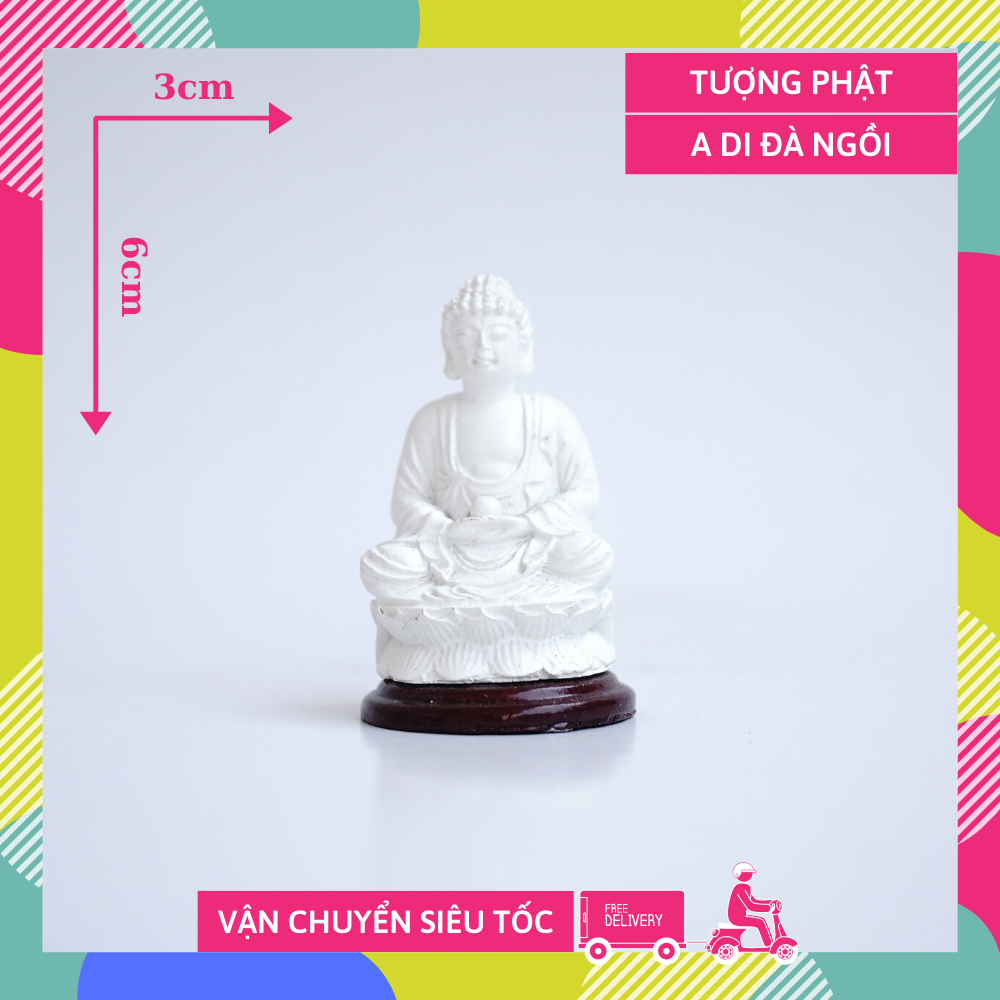 Tượng phật a di đà ngồi trắng ngà - cao 6cm