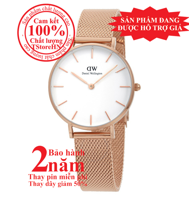 Đồng hồ nữ Daniel Wellington Classic Petite Melrose 28mm - Màu vàng hồng (Rose Gold), mặt trắng (White) DW00100219