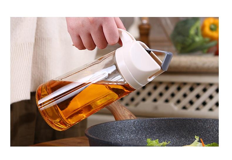 Bình đựng nước chấm dầu ăn thủy tinh - 21x8.5cm 377g 630ml