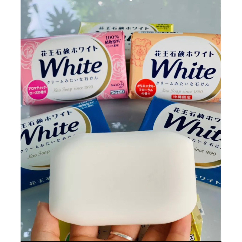 Cục Xà Bông Tắm White Kao Soap Siêu thơm Siêu Sạch, Bánh Xà Phòng Dưỡng Ẩm, Dưỡng Trắng Nội Địa Nhật Bản 130gr