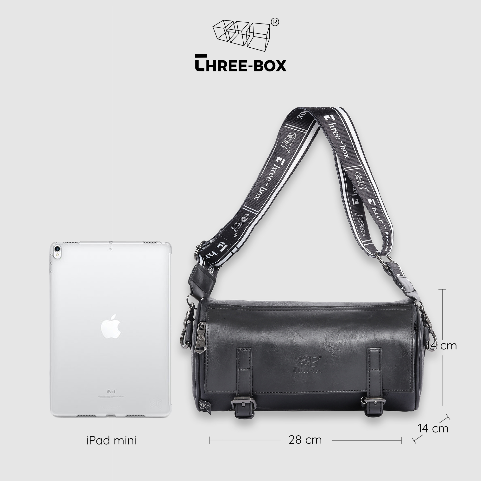 Túi da đeo chéo trống Unisex Three-Box - MS6393