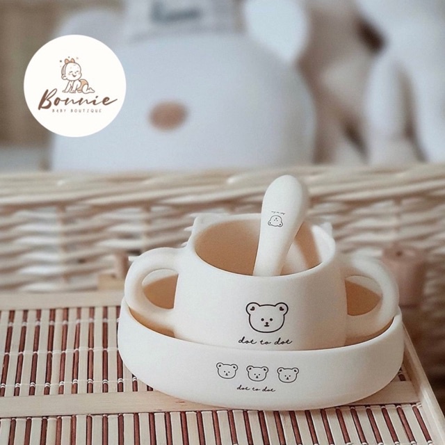 🐻 Set ăn dặm silicon cao cấp Gấu Dottodot x Bluemama