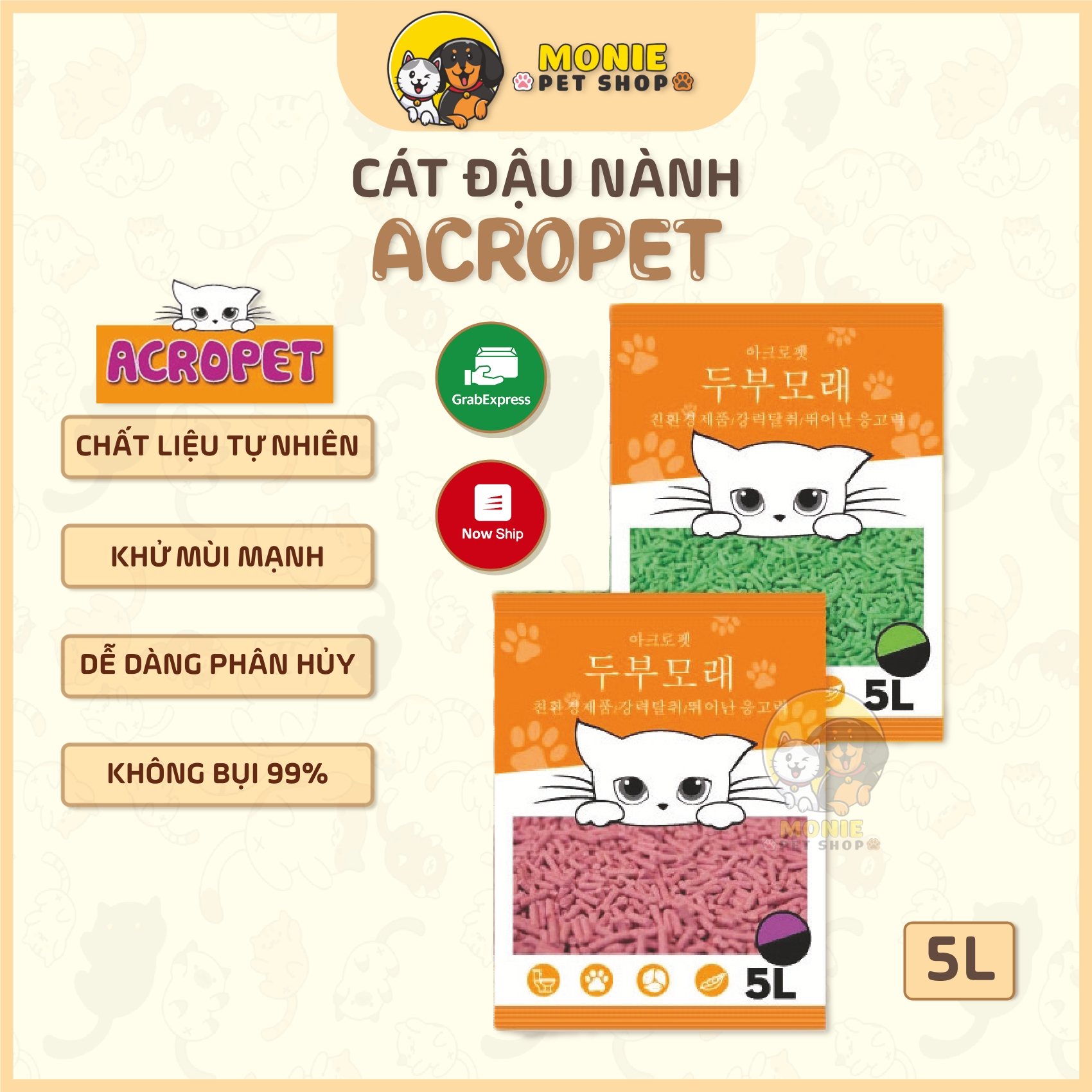 Cát đậu nành Acropet 5l
