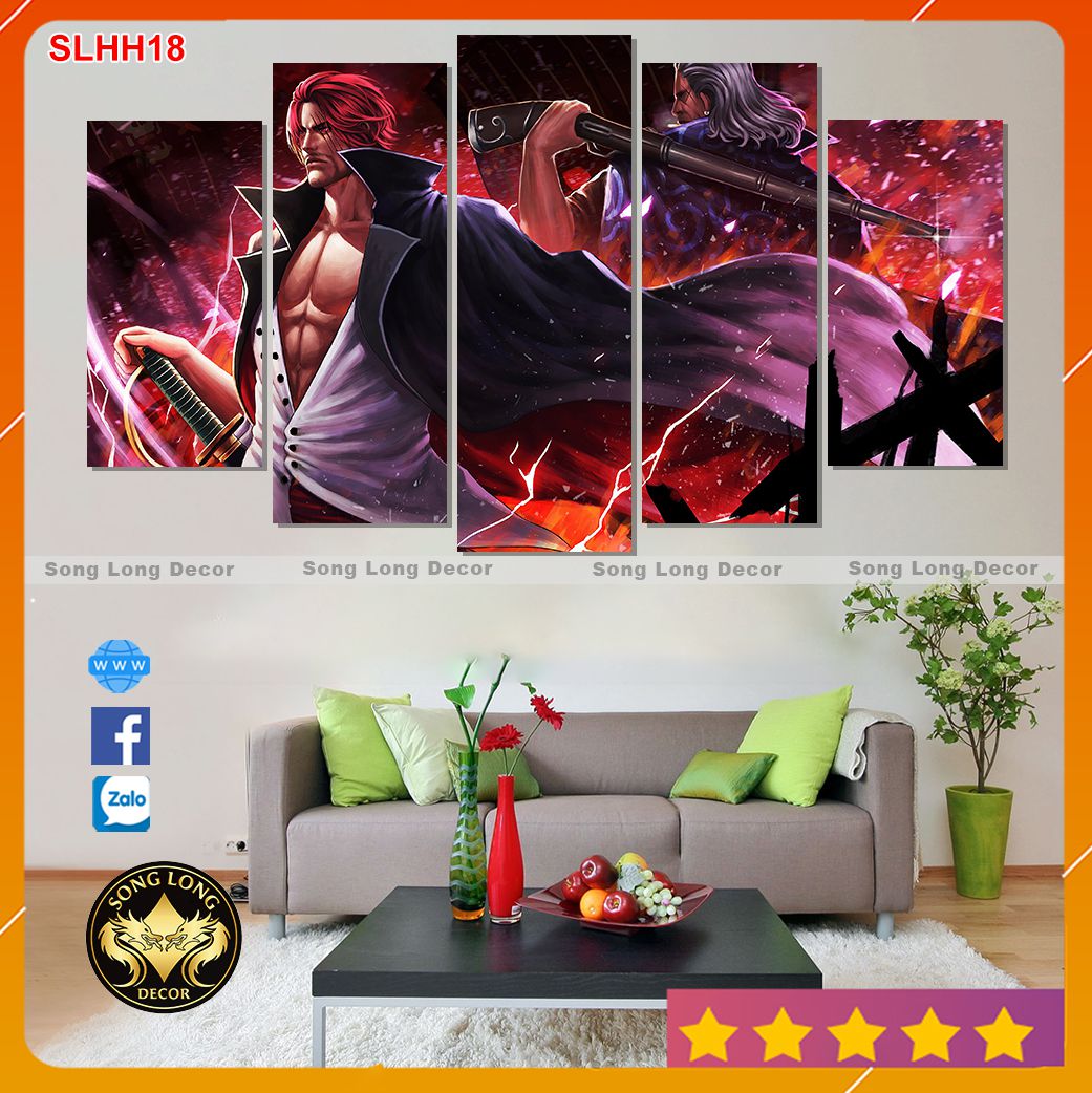 Tranh dán tường nhân vật hoạt hình ONE PIECE Shanks tóc đỏ và Benn-Beckman - SLHH18 - Tranh trang trí nhà cửa