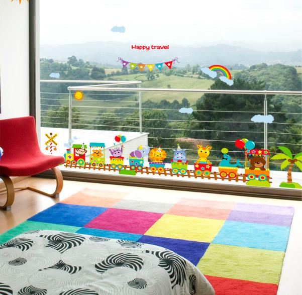 Decal trang trí tường - Xe Lửa Thú vui nhộn mẫu 02