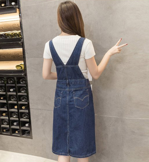 Đầm Yếm Jean Phối Túi Cao Cấp  D686