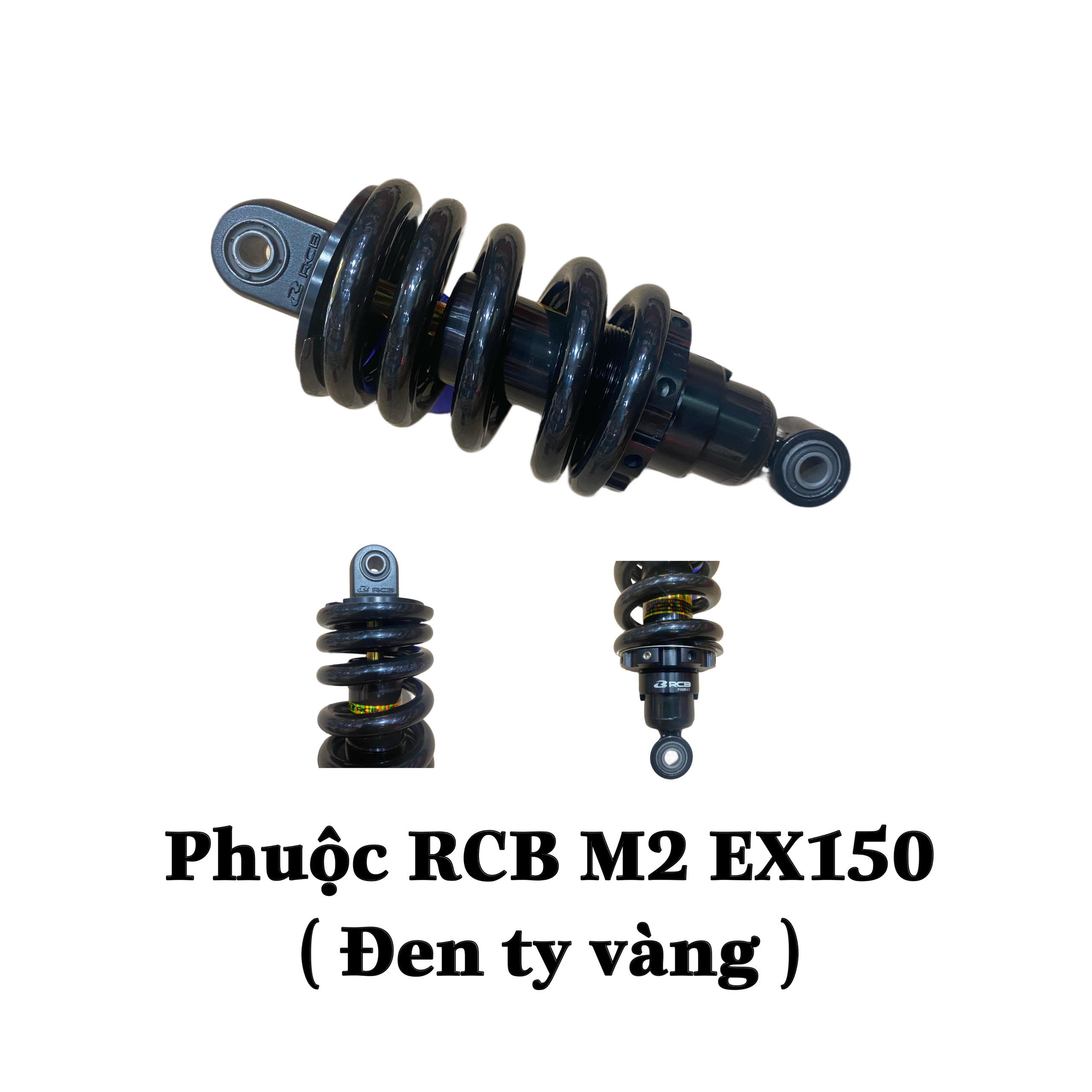 Phuộc RCB EX 150 / EX 155VA - Mẫu M2 ( Phuộc Đen Ty Vàng )