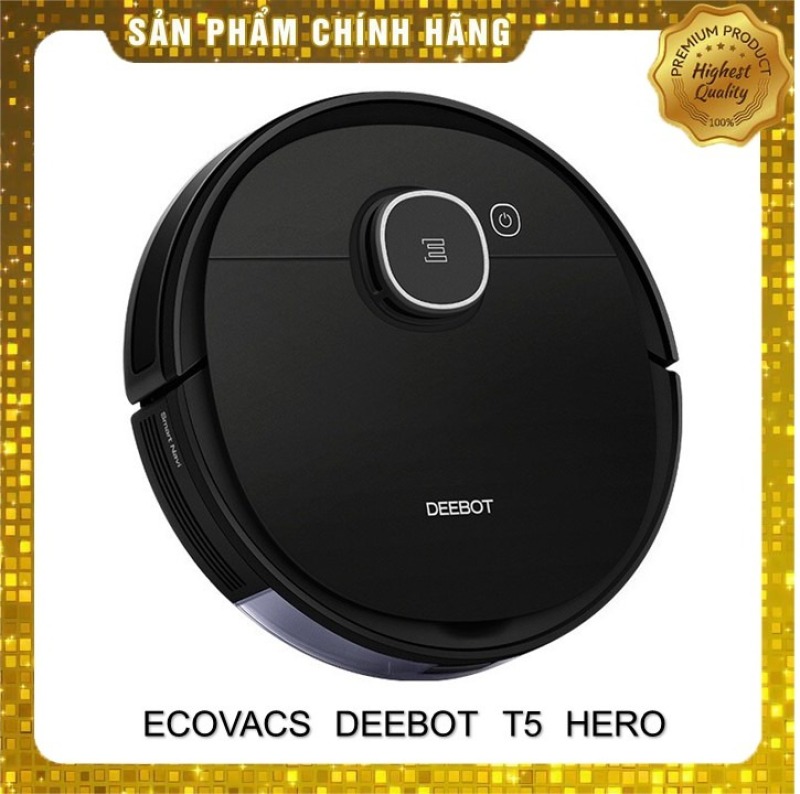 Robot hút bụi lau nhà thông minh Ecovacs Deebot T5 Hero-Hàng mới nguyên seal 100%- Tặng App Ecovacs Home- Dung lượng pin 5200mah diện tích làm sạch lên đến 300m2