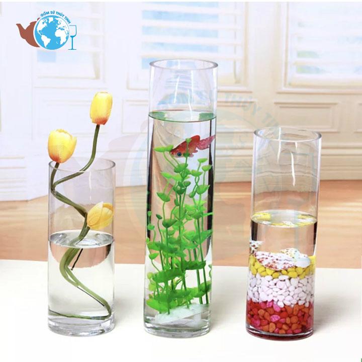 [HCM]Lọ Hoa Thủy Tinh Trụ Tròn 20X40 cm