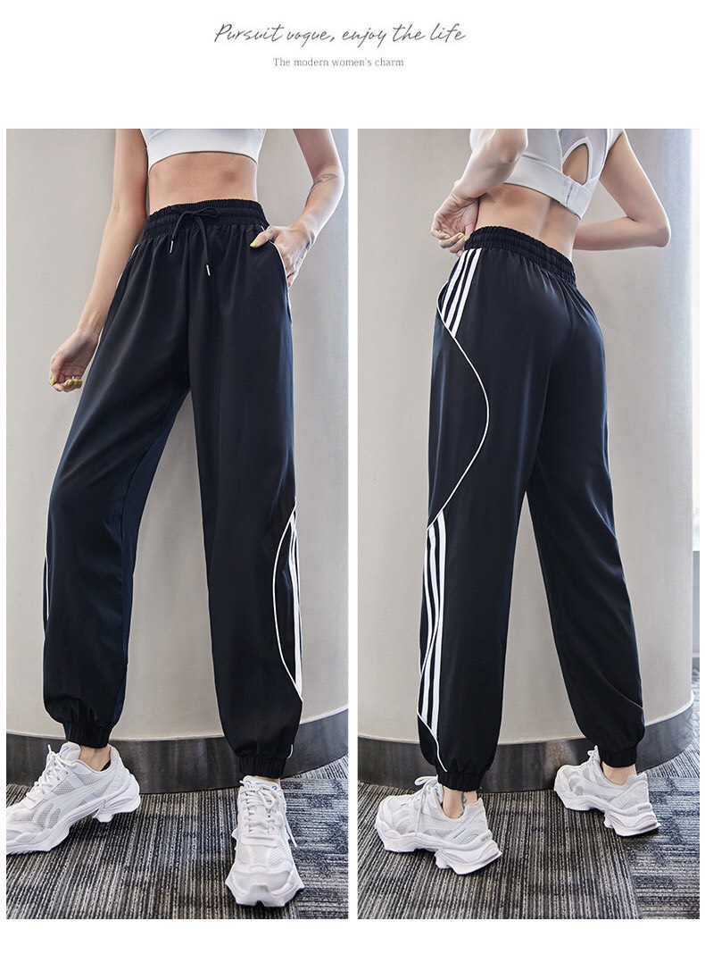 [FreeshipMAX] Q049 - Quần jogger dù co giãn S 3 sọc thể thao tập gym yoga nữ, đi chơi, dã ngoại đều siêu xinh