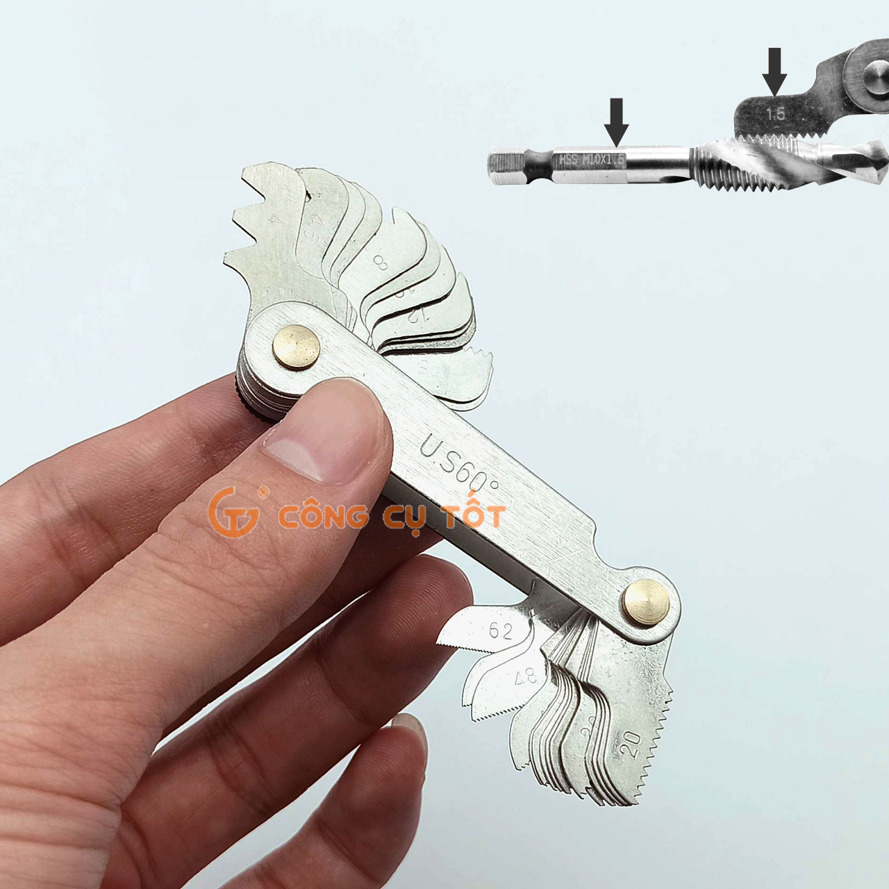 Bộ thước dưỡng đo ren - thước đo taro tạo ren 60° hệ Mỹ 30 lá dải đo 4-62 bước ren mỗi inch
