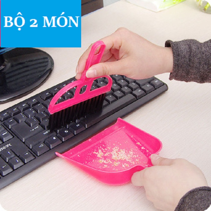 BỘ CHỔI NHỰA KÈM KY HỐT MINI DÙNG QUÉT BỤI BÀN LÀM VIỆC, BÀN PHÍM. TH009