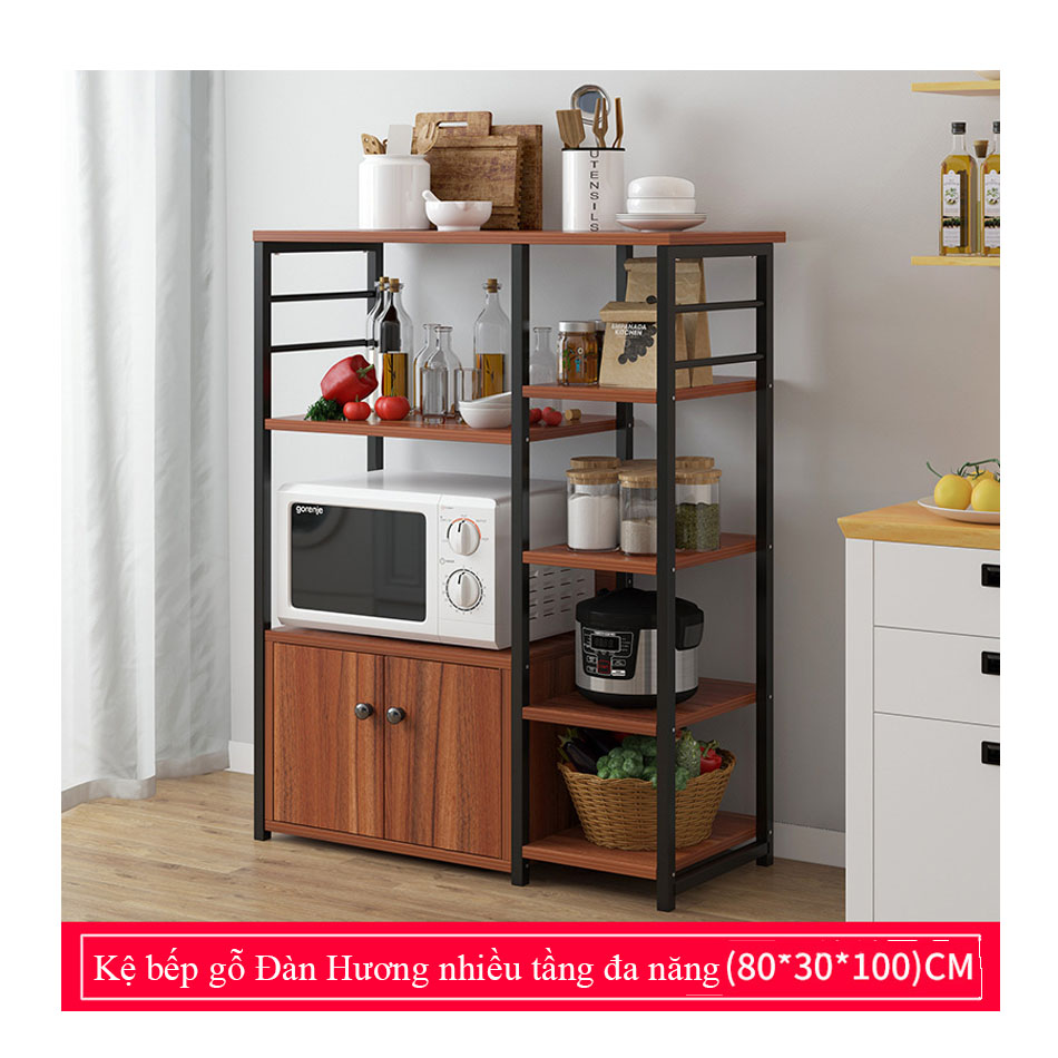Kệ bếp nhiều tầng đa năng 80x30x100 (Có tủ Gỗ)