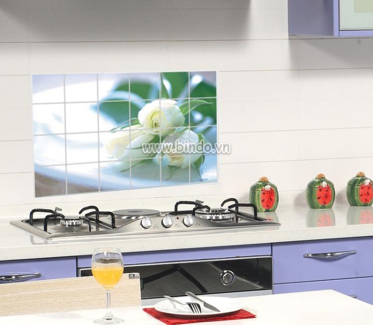 [HCM]Decal dán bếp tráng nhôm - Hoa hồng trắng