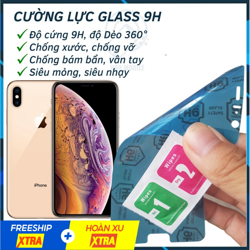 Dán cường lực dẻo nano trước sau full 95% cho iPhone XR, X, XS Max