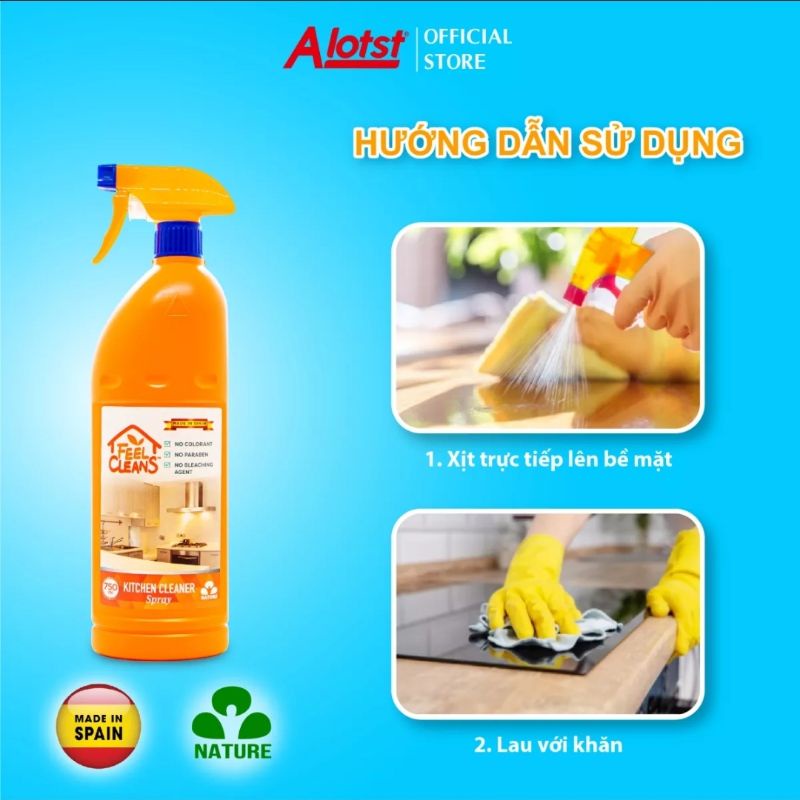 Nước lau xịt bếp Feelcleans 750ml