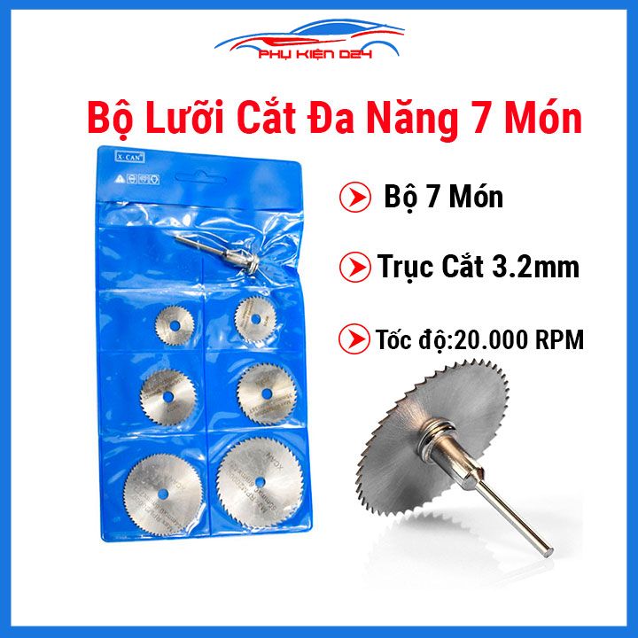 Bộ lưỡi cắt đa năng 7 món 6 lưỡi cắt và 1 trục cắt 3.2mm tốc độ tối đa 20000 rpm, ứng dụng rộng rãi