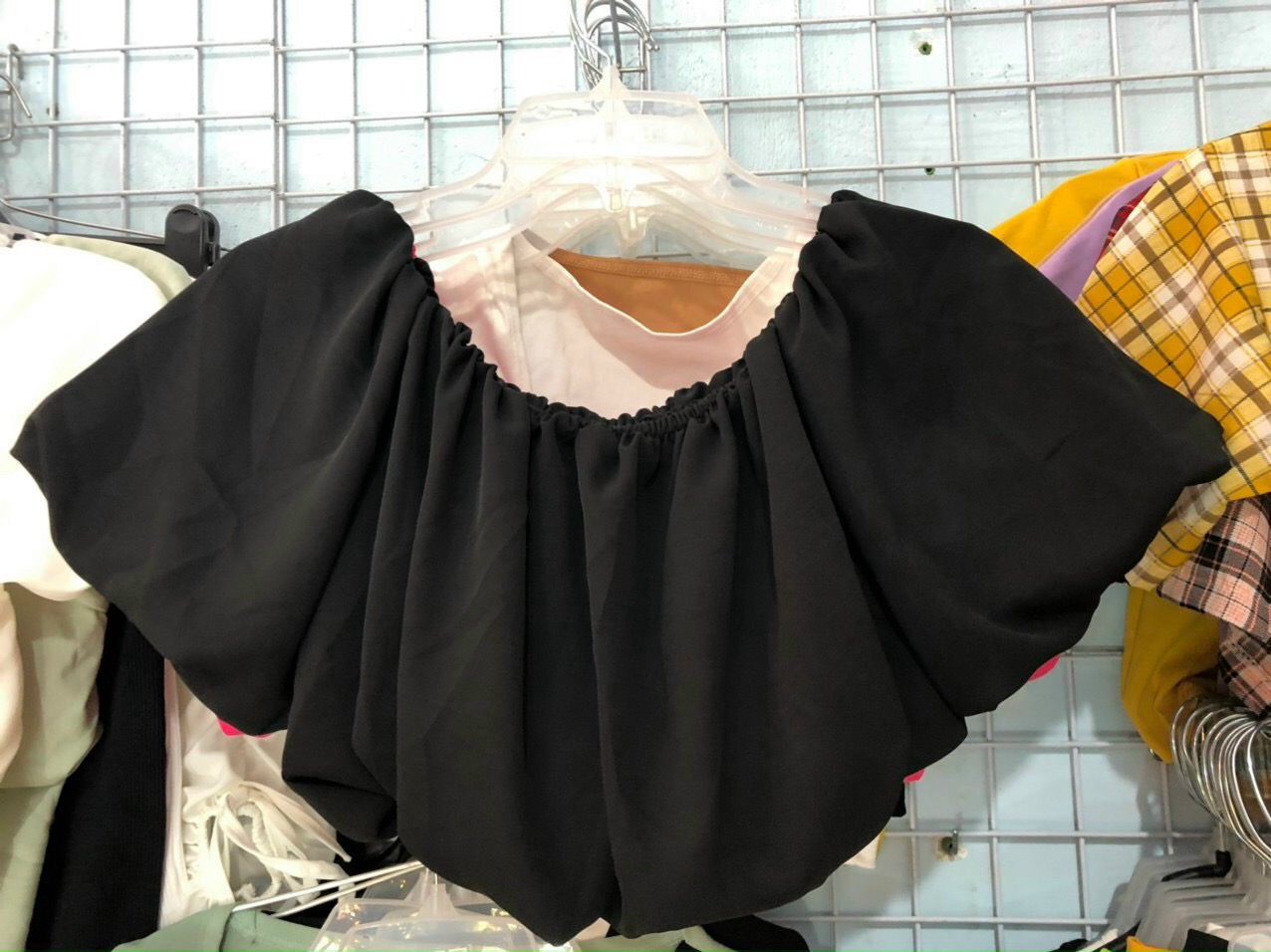 Áo croptop trễ vai 2 lớp - Áo kiểu nữ