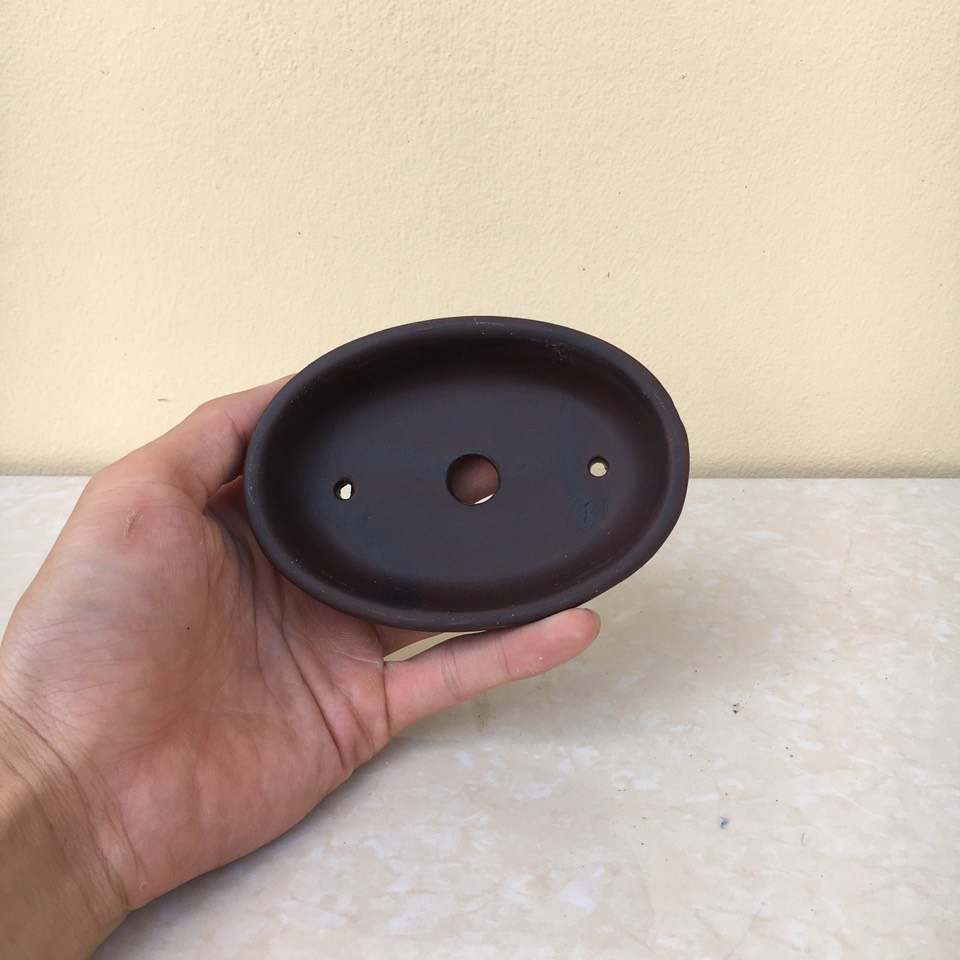 Chậu bonsai Ovan đất nung mini gốm Bát tràng 1 size BM-69