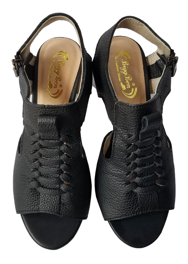 Giày sandal cao gót nữ da bò BIGGBEN gót 5 phân GCGB55