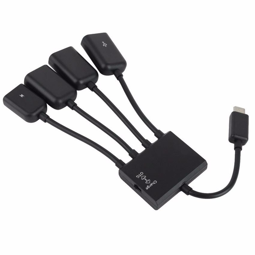 Cáp OTG ra 3 cổng USB hỗ trợ sạc nguồn cho Smartphone Android