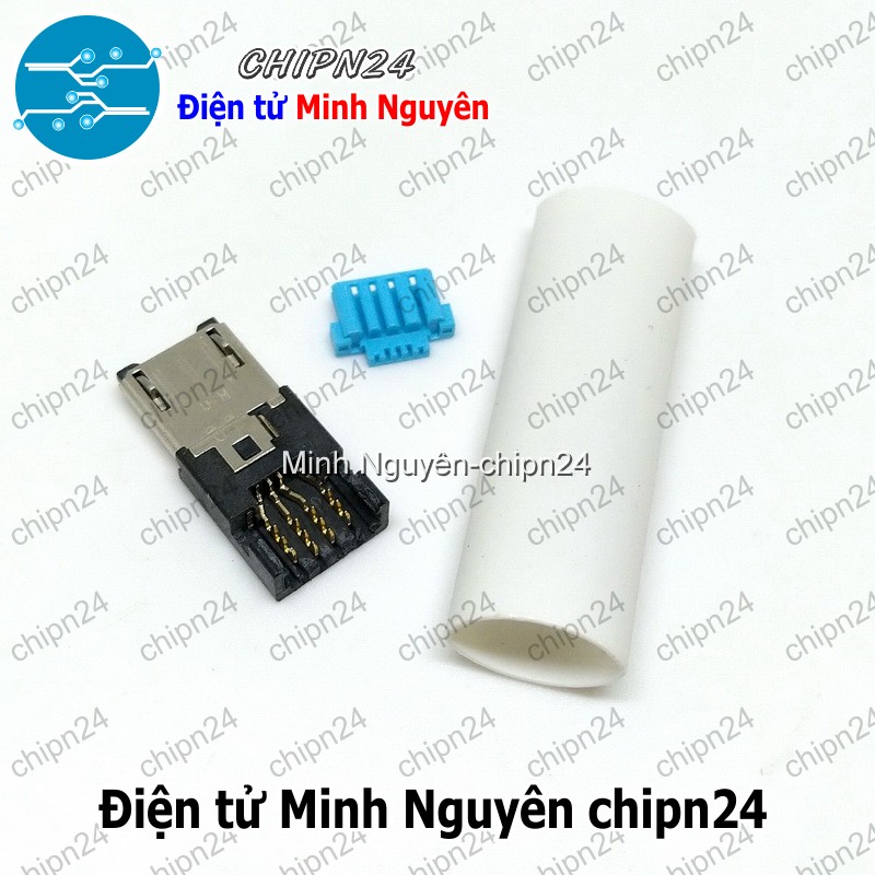 [2 cái] (K152) Đầu+Vỏ nhựa Micro USB V2 Trắng (Đầu Jack USB hàn dây) - HH005822