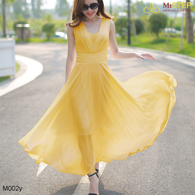 Đầm Maxi Màu Vàng Đi Biển Đẹp