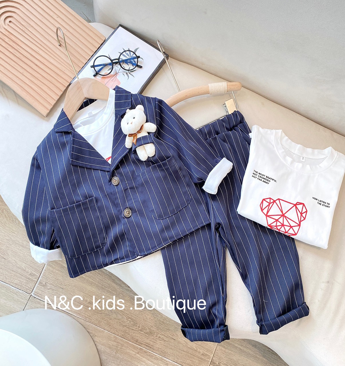 Bộ vest bé trai 3 món cho bé 1 - 4 tuổi
