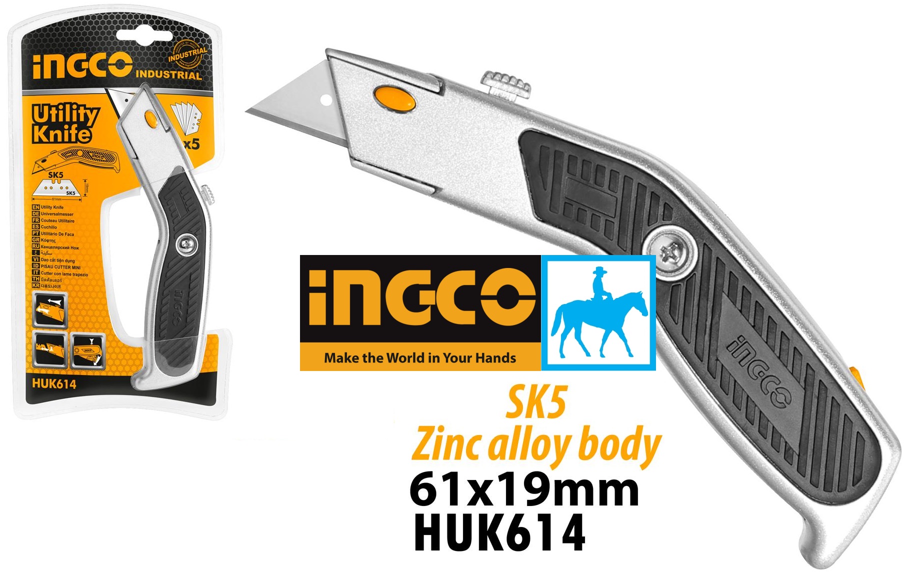 Dao rọc giấy đa năng 61mm Utility Knife Total THT512614 HUK614 Kèm 5 lưỡi SK5