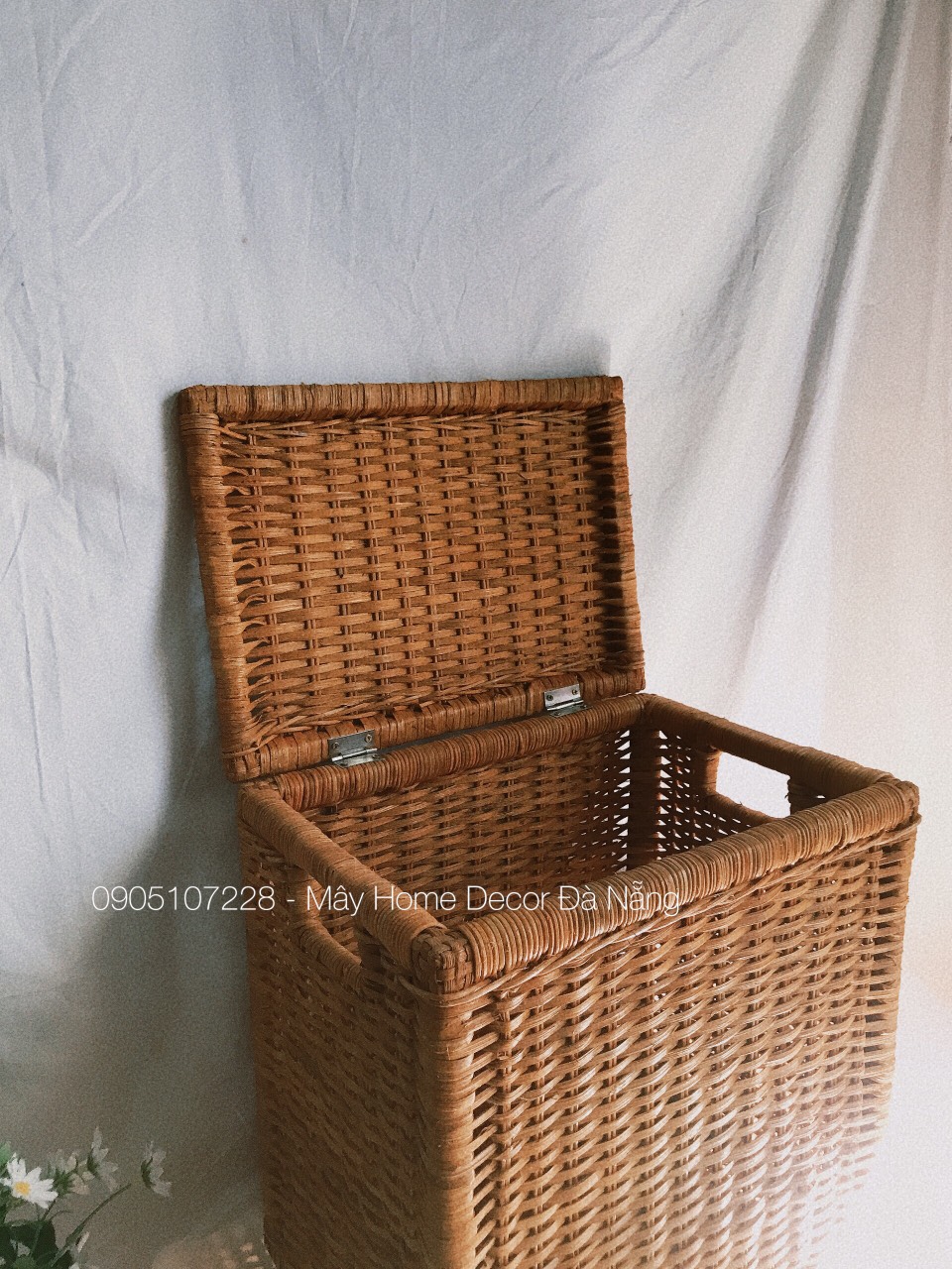 Sọt mây đựng đồ đa năng có nắp 40*28* H41 cm ( nắp thẳng)/ 40*30*H50/40cm ( nắp chéo) Phong Cách Vintage Boho/ Đựng đồ chơi/ Giặt là/ Chất Liệu Mây Cói Tre