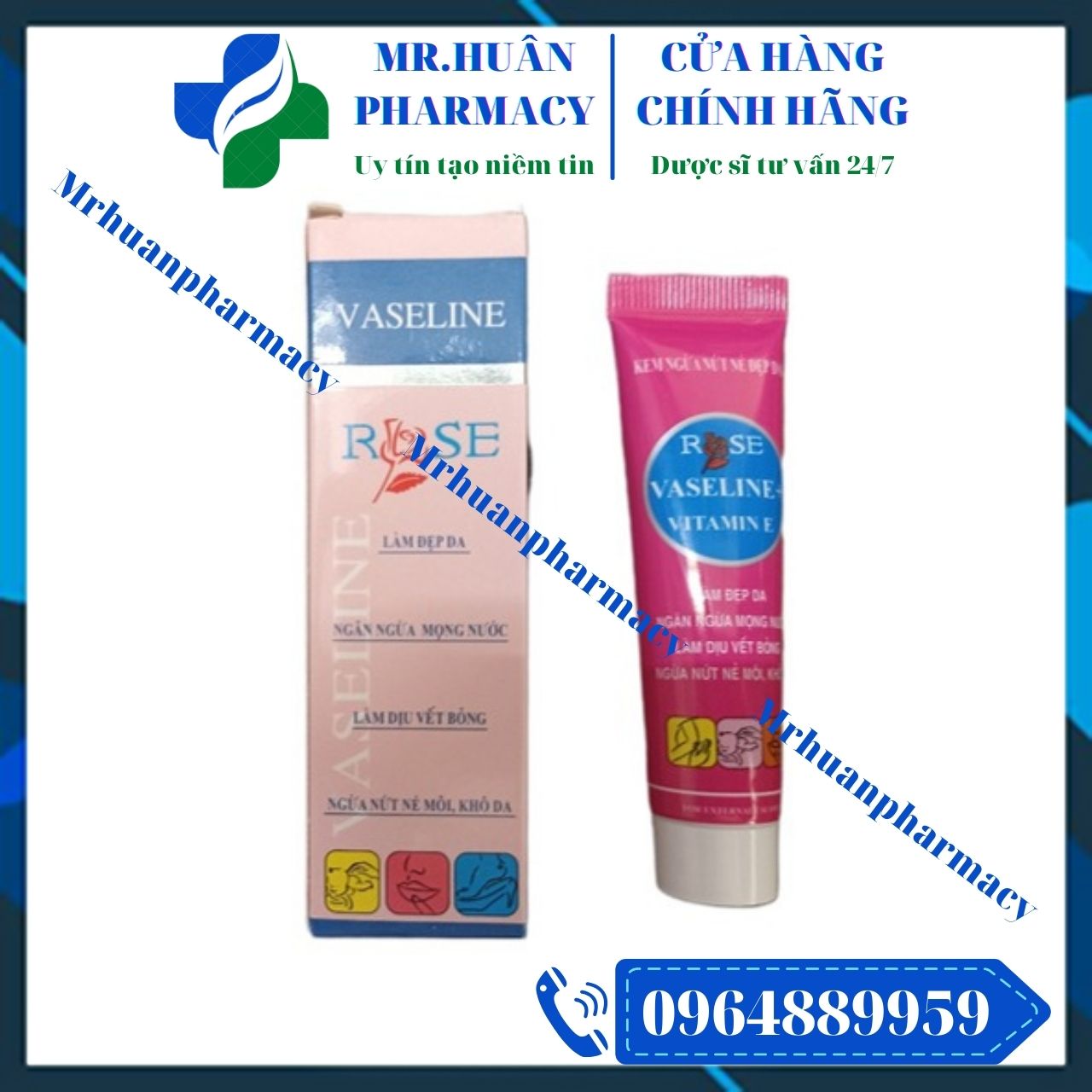 Kem ngăn ngừa nứt nẻ da Vaseline Rose - Ngừa nứt nẻ môi, khô da, làm đẹp da, làm dịu vết bỏng, ngăn ngừa mọng nước