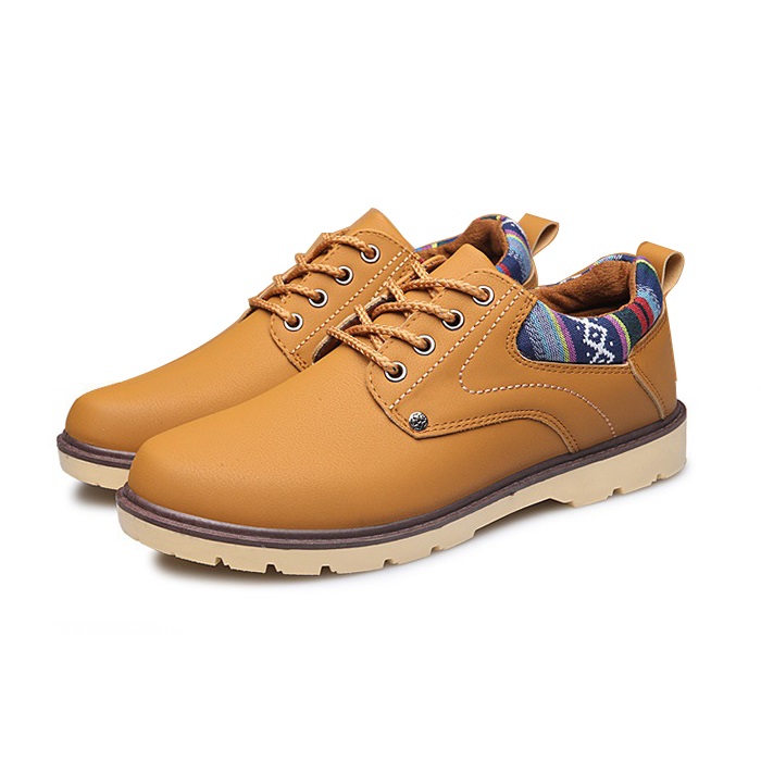 [HCM]Giày Boots Gót Thổ Cẩm Màu Nâu