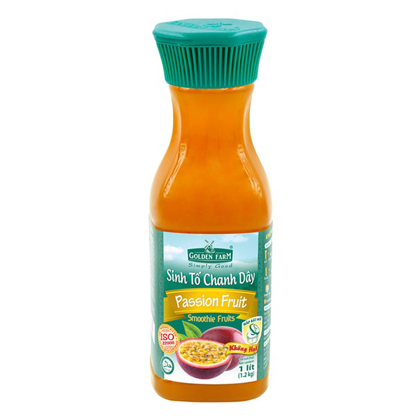 Sinh tố Golden Farm chanh dây không hạt (Passion Fruit)) Chai 1000ml syrup pha chế, trà, trà sữa, si rô