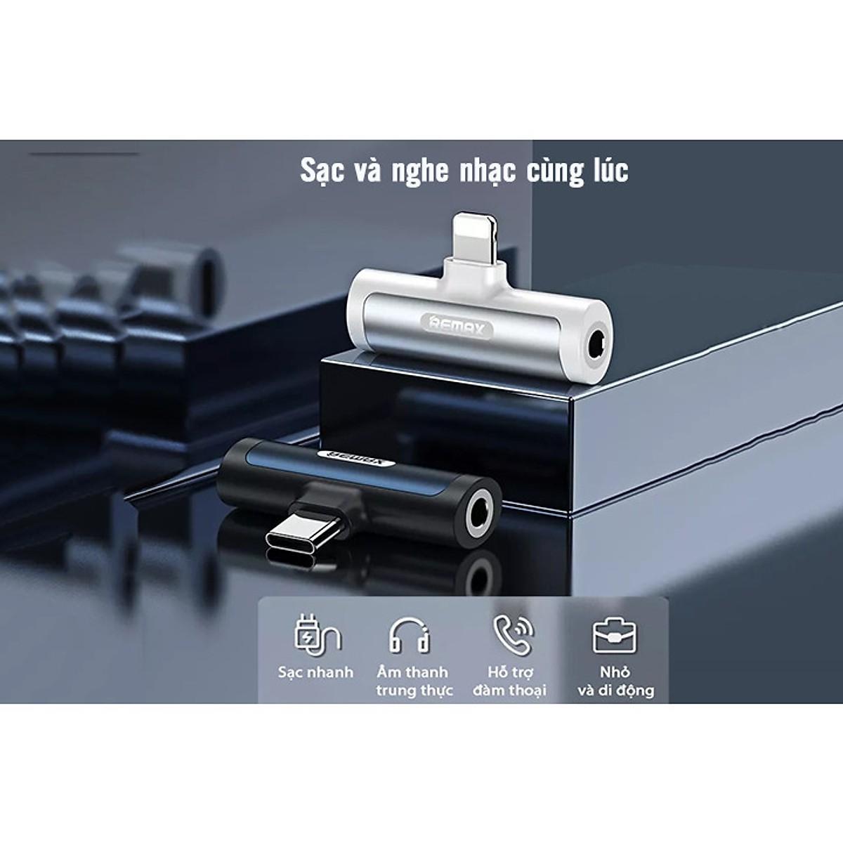 Đầu chuyển đổi cổng Lightning ra cổng Lightning và Jack 3.5mm Remax RL-LA03i