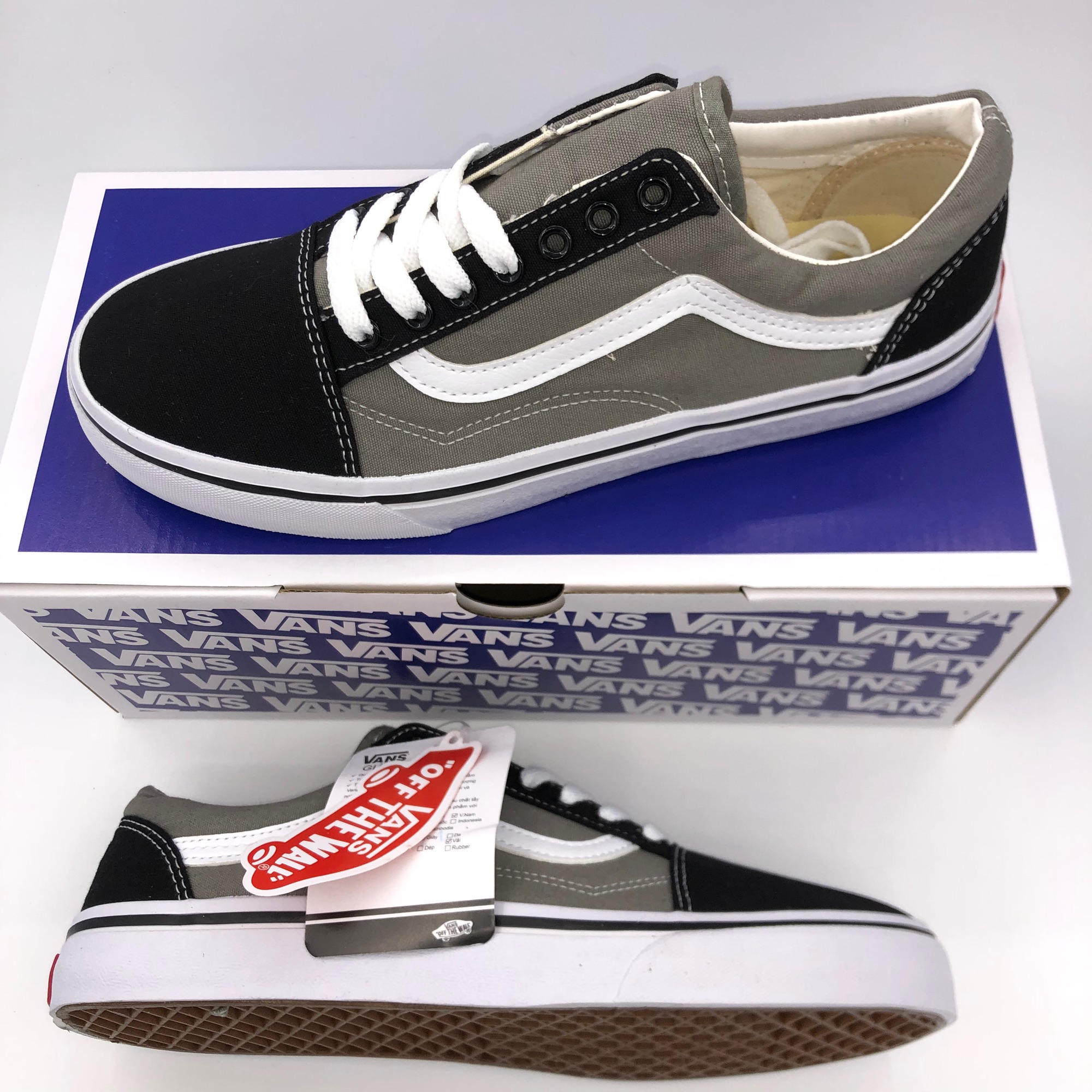 GIÀY VANS OLD SKOOL XÁM/ĐEN (Full box, tag)