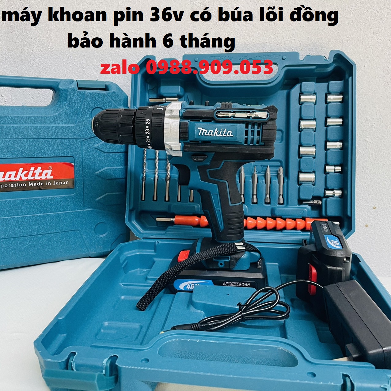 Máy khoan pin có BÚA makita 36v. (kèm 2pin và nhiều phụ kiện)