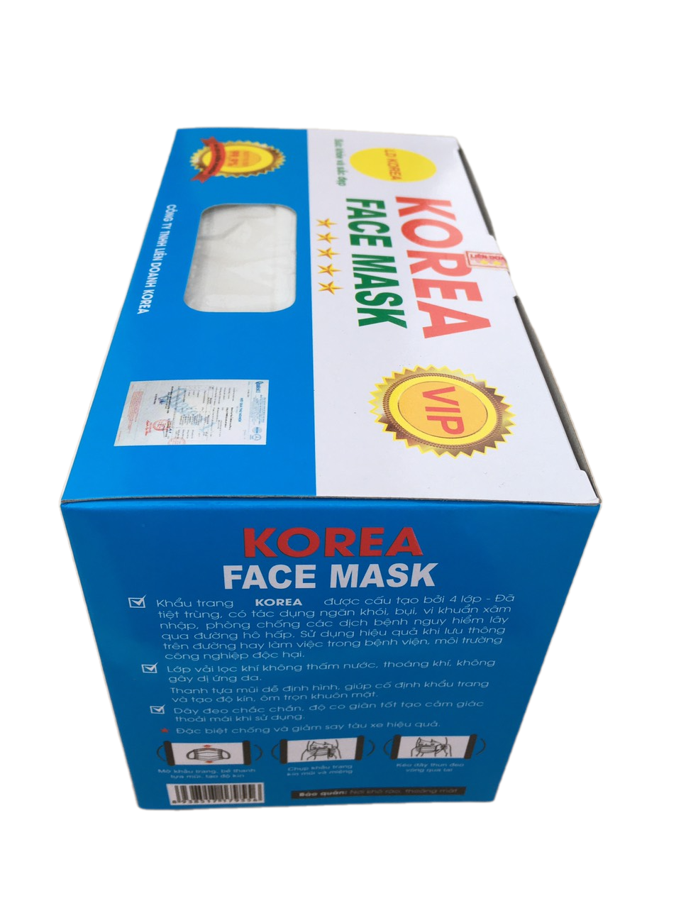 KHẨU TRANG Y TẾ KOREA, 4 LỚP, KHÁNG KHUẨN (HỘP/50 CHIẾC/5 TÚI NILON )